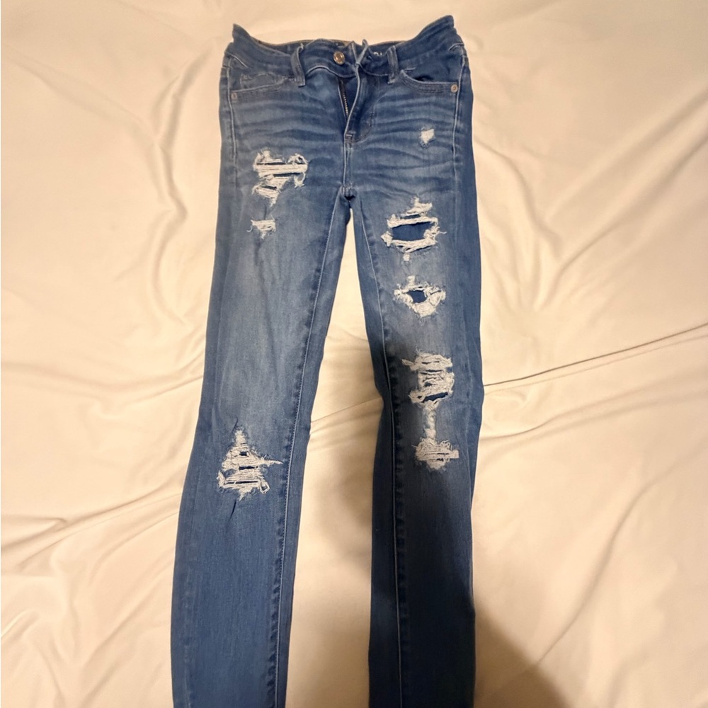 American Eagle Outfitters Ripped Blue Skinny Jeans